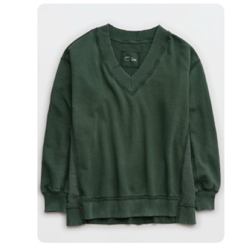 Aerie Sycamore Green V-Neck Sweater